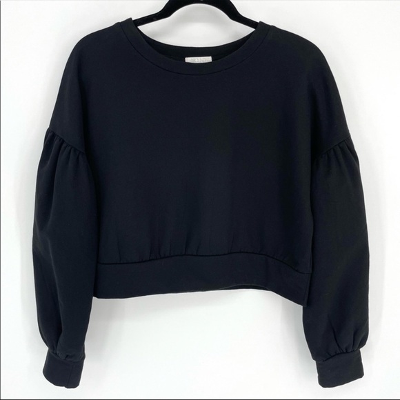 NWT ABOUND Women's Porpoise Cozy Crew Neck Cropped Black Sweatshirt Size S - Picture 3 of 6
